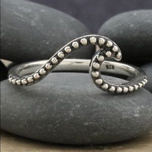Sterling Silver Studded Wave Ring